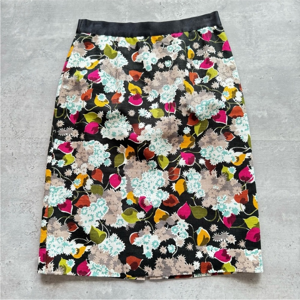 Anthropologie Girls From Savoy Linen Blend Floral Pencil Skirt, Size 4